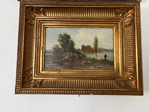 Tableau Peinture Huile Sur Panneau encadrée et Signée (L18) - Imagen 1 de 8