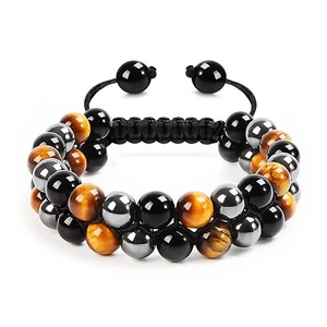 Blue Triple Protection Bracelets Crystal Tiger Eye Stone Double Layer Bracelets - Picture 1 of 30
