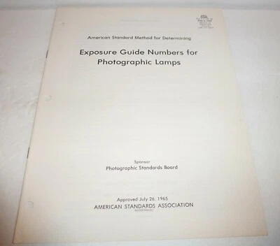Lámparas fotográficas guía de exposición 1965 American Standards Association para CPICS Foto 1 de 4