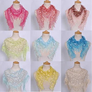 Hollow Solid Breathable Single Color Women's Triangle Scarf Clothing 3PC Lace - Picture 1 of 34
