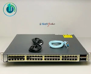 Cisco WS-C3750E-48TD-E 48 Port Gigabit Switch 1 YEAR WARRANTY -Same Day Shipping - Picture 1 of 5