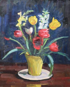 Luise Kornsand 1876-1972 Karlsruhe / Gemälde Stillleben Tulpen Blumen / Exil - Picture 1 of 24