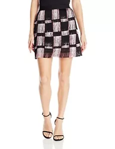 NUEVA FALDA BCBGMAXAZRIA LISETTE COLOR BLOQUEADO CON FLECOS DYI3G343/S636A TALLA S - Imagen 1 de 2