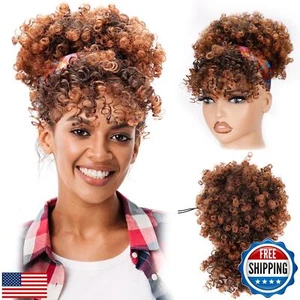 builson Drawstring Ponytail for Black Women, Afro Puff Kinky Curly Hair Ponyt - Picture 1 of 5