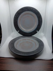 Lot Of 2 Gibson Elite Dragonstone  Stoneware 9" Salad Plates - Gray - Picture 1 of 4