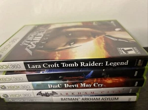Tomb Raider, DMC 4, Devil May Cry, Arkham City, Arkham Asylum Xbox 360 Lot - Bild 1 von 6