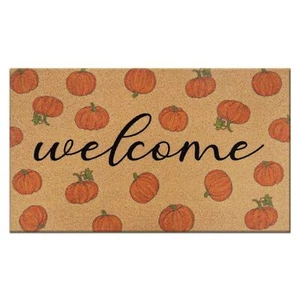 Fall Door Mat Outdoor Welcome Coir Doormat Non Slip Pumpkin Door Mat Outside ... - Picture 1 of 8