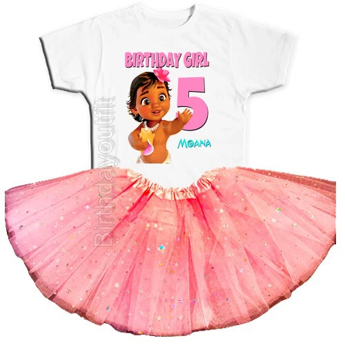 Moana Baby Birthday Party 5th Tutu Outfit Personalized Name option - Image 1 of 4