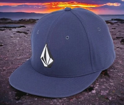 Volcom V Full Stone Flexfit Summer Beach Hat Cap Navy Blue New Fast Ship - Image 1 of 4