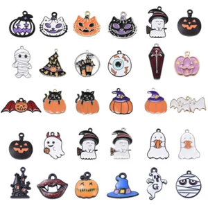 Halloween Kürbis Jack-O'-Laterne Magischer Hut Kleiner Geist Metall Anhänger Charms - Bild 1 von 88