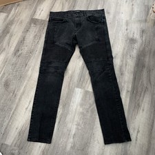 PacSun Jeans Mens 34x32 Washed Black Stacked Skinny Leg Stretch Moto Denim