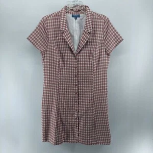 modcloth women dress size 12 short sleeve gingham full buttons front short sleev - Picture 1 of 11
