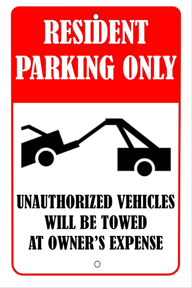 Resident Parking Only- Towed - Aluminum Metal Sign 8X12 Outdoors UV Protection - Image 1 of 1