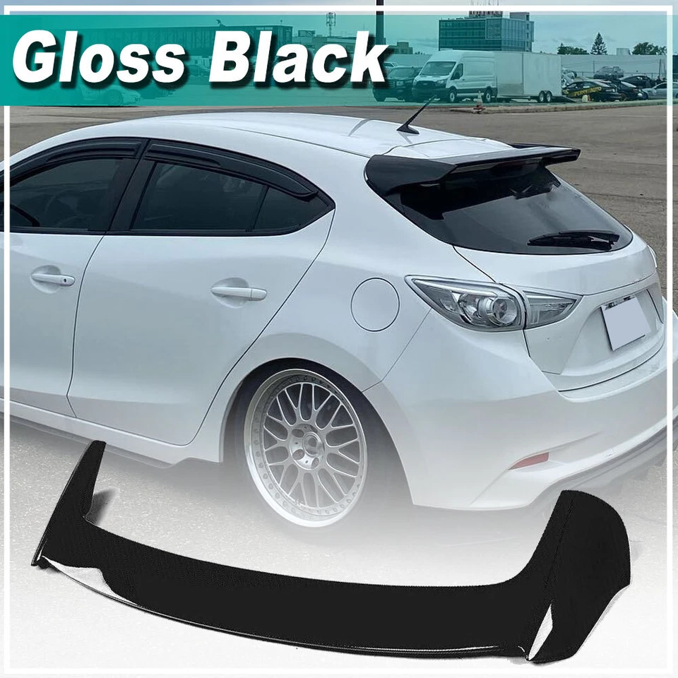 For Mazda 3 Axela Sport Hatchback 2014-17 Gloss Black Rear Roof Spoiler Lip Wing - Image 1 of 4