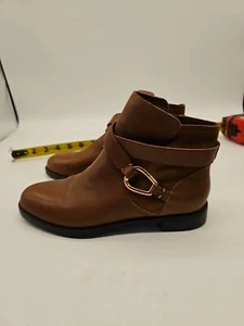 Lauren Ralph Lauren Damara Ankle Boots Caramel Brown Leather Booties Size 6B - Picture 1 of 10