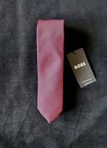HUGO BOSS BLACK LABEL POLYESTER SLIM TIE RED MADE IN ITALY#50479980-NWT - Picture 1 of 6