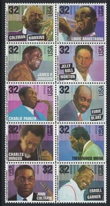 Scott 2983-92- Jazz Musicians- Block of 10- MNH 32c 1995- unused mint 2992a - Picture 1 of 1