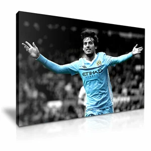 David Silva Fußballer Mann Stadt Poster Leinwand moderne Kunst ~ 5 Größen zur Auswahl - Bild 1 von 12