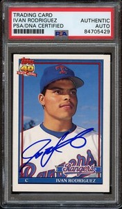 1991 Topps Traded #101T Ivan Rodriguez Rookie Auto PSA/DNA Authenticated