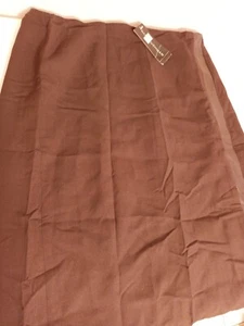  Dana Buchman Brown Wool Crepe Pencil Maxi Skirt Sz 12 Black Leather Trim EUC - Picture 1 of 12