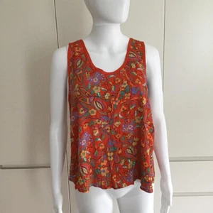 Hanro (Quiet Luxury Brand) Oversized Red Green Mustard Mauve Vest Top/Size XS - Picture 1 of 8