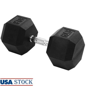 Mancuerna hexagonal de goma antideslizante 60 libras entrenamiento con pesas individuales equipo de fitness nueva - Imagen 1 de 7