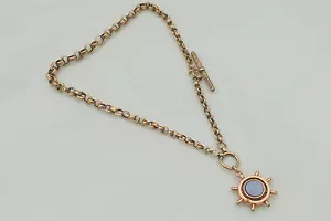 RARE VICTORIAN HM 9ct SOLID GOLD ALBERT NECKLACE with T Bar & Fob - Picture 1 of 12