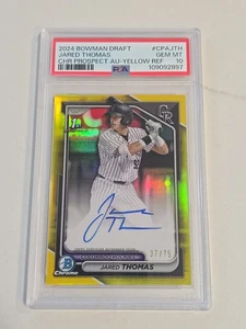 2024 bowman Draft baseball Jared Thomas chrome Prospect Auto yellow refractor/75 - Picture 1 of 5
