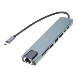 Portable 5/8 in 1 Type C Adapter with 4K USB HDMI2.0 Output and Gigabit Ethernet - Afbeelding 1 van 12
