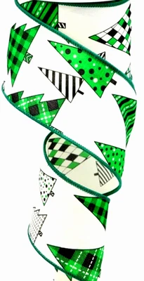 Árboles de Navidad 2.5" por 5 yardas Cinta con cable Verde Negro Estampado Diseños elegantes Foto 1 de 3
