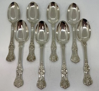 8 cucharas sopera ovaladas Tiffany English King Sterling 7 pulgadas PAT 1885M monograma T02 Foto 1 de 4