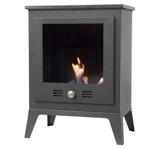 BIO ETHANOL FUEL STOVE BLACK OPEN FRONTED FREESTANDING No chimney needed - Picture 1 of 4