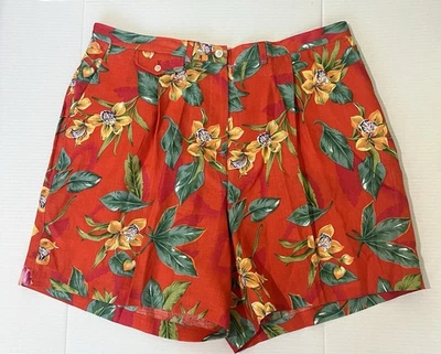 Lauren Ralph Lauren Women’s Hawaiian Orange Floral Shorts 20W - Image 1 of 4
