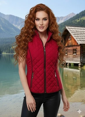 Active USA Sz S Quilted Puffer Vest, Red, Zip Pockets. NS-25 - Image 1 of 4