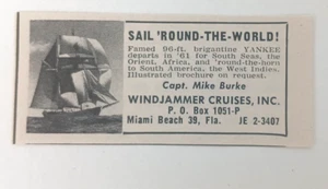 Sail 'Round the World' WindJammer Cruises Inc. Miami FL (Mini-Print Ad) 1961 - Picture 1 of 3