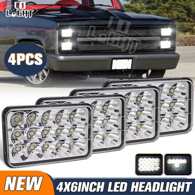 Faros LED 4X6" 4 piezas haz alto/bajo para camioneta Chevy C10 1981 1982 1983 Foto 1 de 4