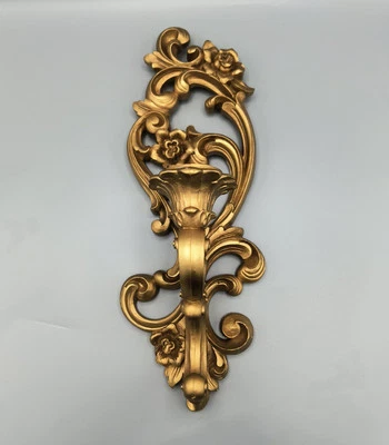 Aplique de pared vintage dorado HOMCO dorado floral 15" #4118 hecho en EE. UU. Foto 1 de 4