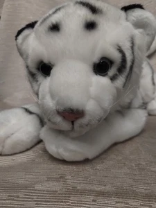Animal Alley Toys R Us Vintage weißer Tiger 17 Zoll Plüsch liegend blaue Augen rosa Nase - Bild 1 von 9
