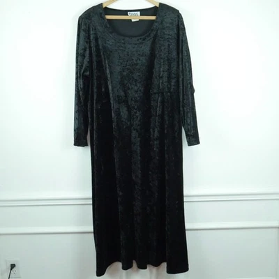 Vintage 1X Vestido Preto Veludo Veludo Babydoll Whimsigoth Gótico Grunge Bruxa Midi - Imagem 1 de 4