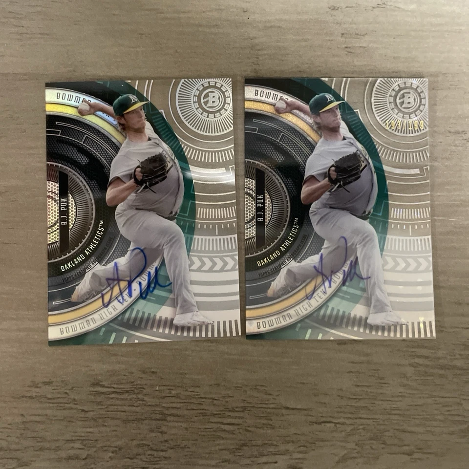 (2 Cards) 2017 Bowman High Tek - A. J. Puk Auto No. BHT-AP One /199, One Not #’d - Image 1 of 3