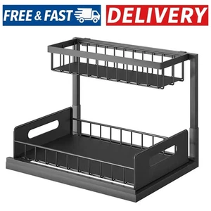 Estantes de almacenamiento extraíbles debajo del fregadero de 2 niveles - Imagen 1 de 3