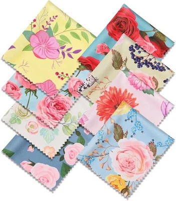 Pacote com 8 panos de limpeza de microfibra, panos de limpeza florais multicoloridos para óculos - Imagem 1 de 4
