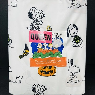 PEANUTS Snoopy QUEEN SHEETS SET Halloween Costumes Woodstock Mummy Witch Ghost - Image 1 of 4