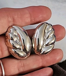 Pendientes de Plata de Ley MÉXICO 925 Vintage Cúpula Acanalada Sin Perforación  - Imagen 1 de 9