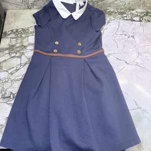 Janie And Jack Girls Size 7 Navy Blue Equestrian Ponte Dress  - Picture 1 of 2