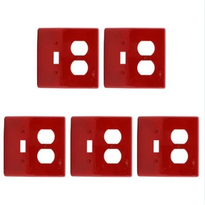 Hubbell NPJ18R Red 2-Gang Toggle Duplex Unbreakable Mid-Size Wallplate Cover 5pc - Picture 1 of 5