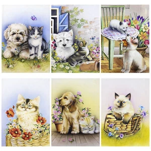 Set 6 Küchentücher Hunde Und Katzen Baumwoll-Canovacci 6867 - Bild 1 von 6