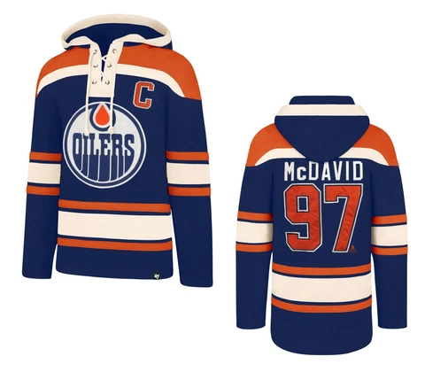 Connor McDavid Edmonton Oilers Lacer Jersey Hoodie | 47 Brand NHL Sweater EDM Cover