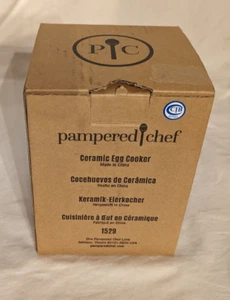 NEW PAMPERED CHEF Ceramic MICROWAVE Egg Cooker w/ Sleeve & Instructions #1529 - Picture 1 of 3