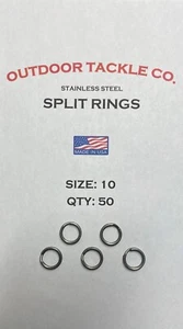 Anillos divididos de acero inoxidable - tamaño 10 - 50 piezas - hechos en EE. UU. - Imagen 1 de 1